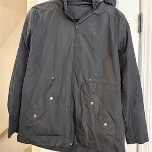 Black Hooded Rain Jacket